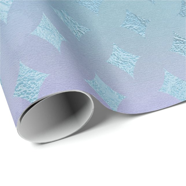 Aqua Teal Blue Pastel Ombre Purple Crystals Fairly Wrapping Paper (Roll Corner)