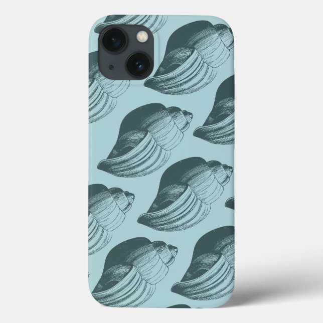 Aqua Teal Blue Sea Shells Case-Mate iPhone Case (Back)