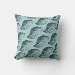 Aqua Teal Blue Sea Shells Cushion