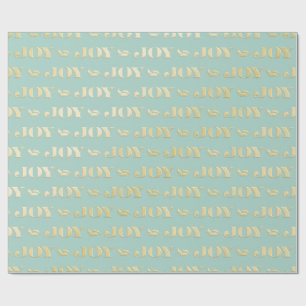 Aqua & Teal Christmas Wrapping Paper with Gold Acc
