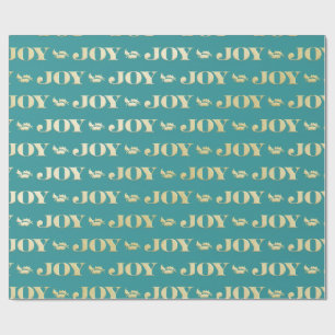Aqua & Teal Christmas Wrapping Paper with Gold Acc