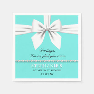 Aqua Teal Elegant Fancy Tiffany Baby Shower Napkin