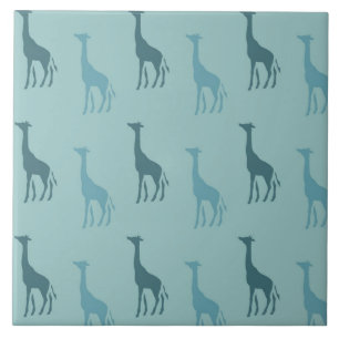Aqua Teal Giraffe Animal Ceramic Tile