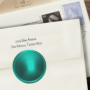 Aqua Teal Green Gold Envelope Seal