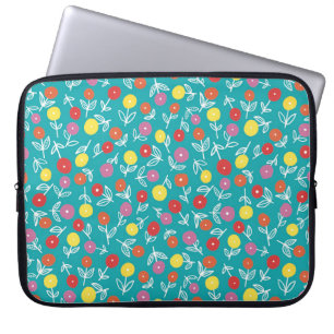 Aqua/Teal Kids Floral Ditsy Laptop Sleeve