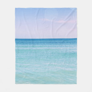 Aqua Teal Lavender Ocean Waves Tropical Beach Fleece Blanket