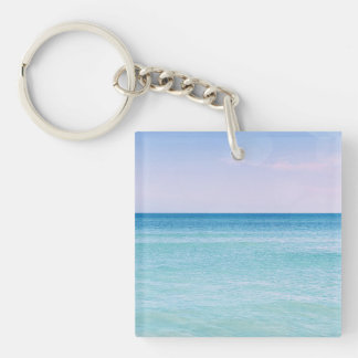 Aqua Teal Lavender Ocean Waves Tropical Beach Key Ring