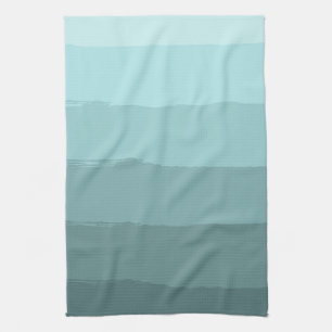 Aqua Teal Mint Blue Abstract Stripes Tea Towel