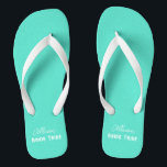 Aqua Teal Personalised Bride Tribe Bachelorette Thongs<br><div class="desc">These super cute aqua teal “bride tribe” flip flops are perfect for a beach bash bachelorette weekend or any event of your choice- simply edit the text using the template by clicking “personalise this template.”  Check out EmmyINK's store for additional coordinating bachelorette supplies and party décor!</div>