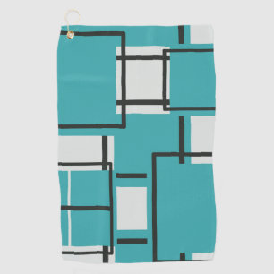 Aqua Teal Turquoise Black Off White Pattern Throw Golf Towel
