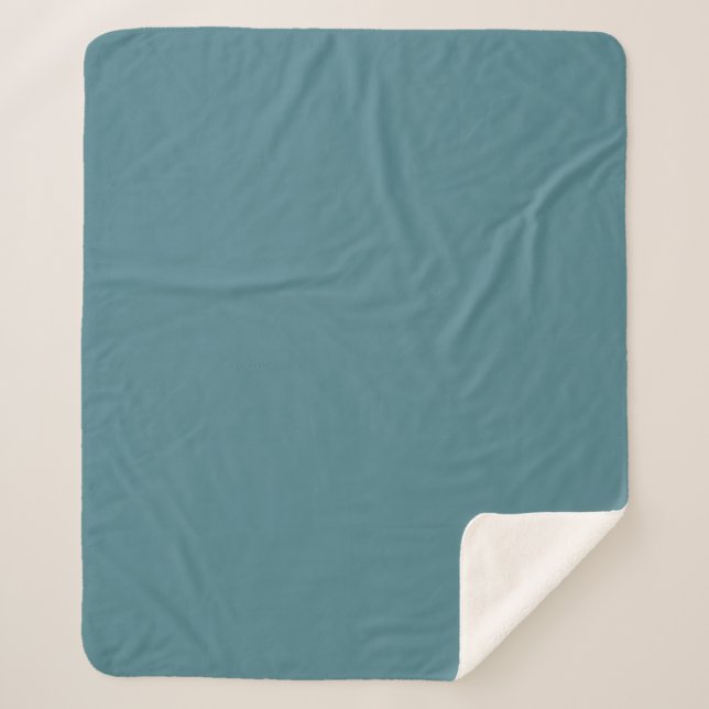 Aqua - Teal - Turquoise - Blue-Green Solid Colour Sherpa Blanket (Front)