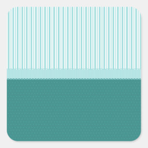 Aqua Teal Turquoise Blue Stripes Polka Dots Square Sticker