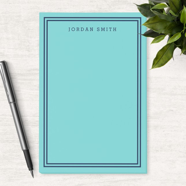 Aqua Teal with Double Navy Blue Borders Post-it Notes (Creator Uploaded)