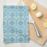 Aqua, Teals, Blues & White Art Deco Coastal  Tea Towel<br><div class="desc">Bright Aqua,  Seafoam Teal,  Soft Turquoise,  Deep Teal Blue,  Slate Blue,  Powder Blue,  Sea-green,  Cool gray & White - Coastal Art Deco Pattern</div>