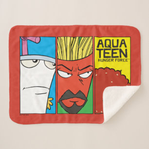 Aqua Teen Hunger Force Character Panel Graphic Sherpa Blanket