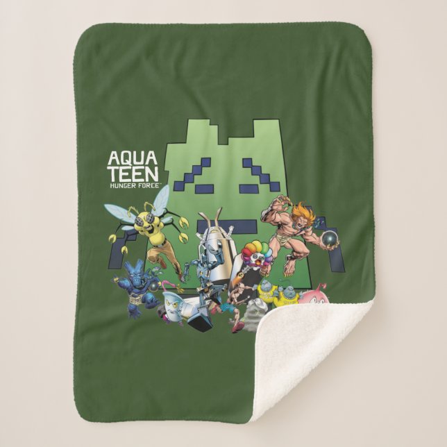 Aqua Teen Hunger Force Villains Sherpa Blanket (Front)