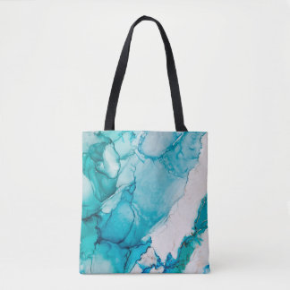 Aqua texture with gold threads tote bag