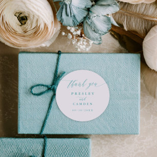 Aqua Thank You Wedding Calligraphy Favour Labels