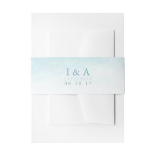 Aqua Tides Watercolor Wedding Invitation Belly Band