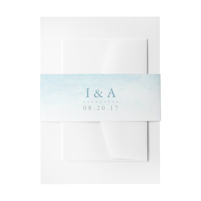 Aqua Tides | Watercolor Wedding Invitation Belly Band (Front Example)