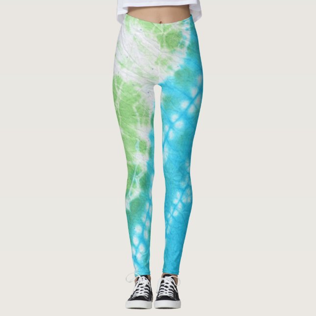 Aqua Tie Dye Leggings (Front)