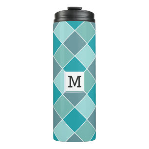 Aqua Tile Pattern custom monogram tumbler