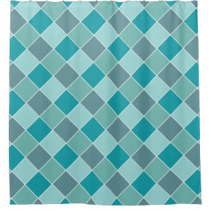 Aqua Tile Pattern shower curtain