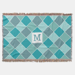 Aqua Tiles custom monogram throw blanket
