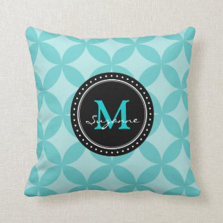 Aqua Tone Abstract Circles Pattern Cushion