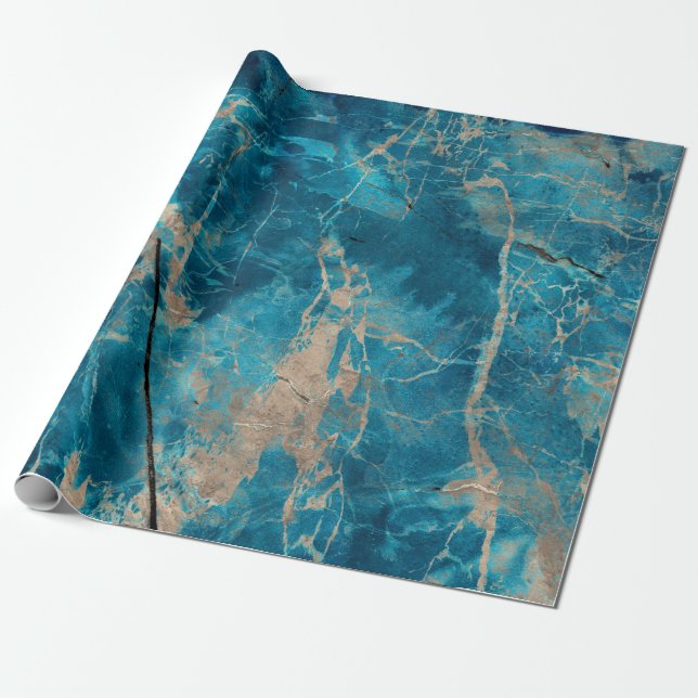 Aqua tone onyx marble wrapping paper (Unrolled)