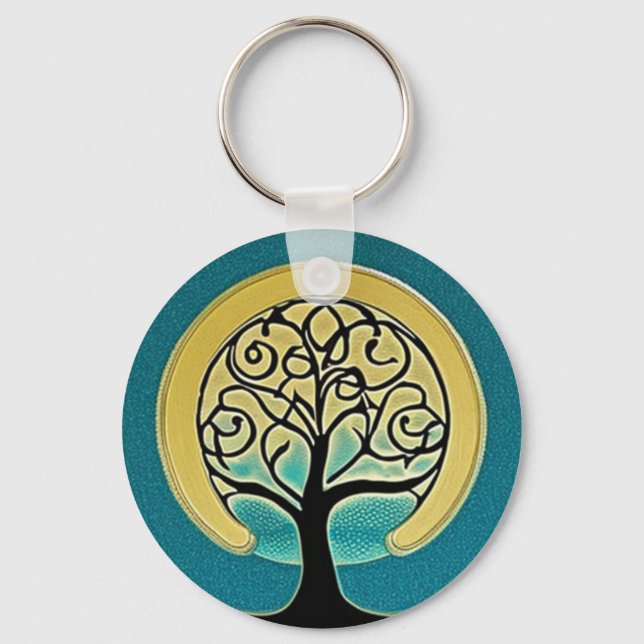 Aqua Tree of Life Keychain (Front)
