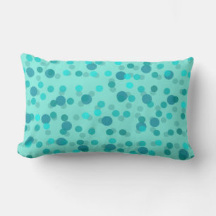 Aqua, turquoise and seafoam polka dots lumbar cushion