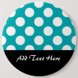 Aqua Turquoise and White Polka Dot Pattern 6 Cm Round Badge