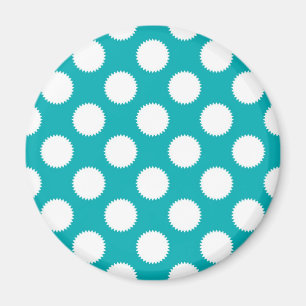 Aqua Turquoise and White Polka Dot Pattern Magnet