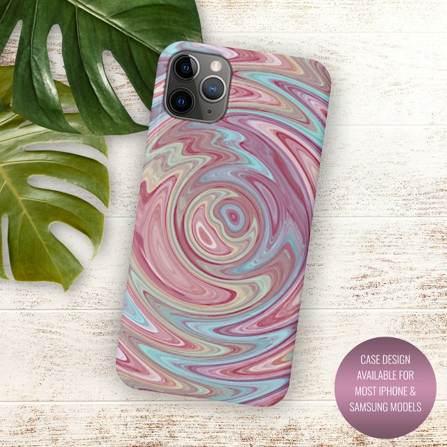 Aqua Turquoise Blue Blush Pink Swirl Art Case-Mate iPhone Case (Creator Uploaded)