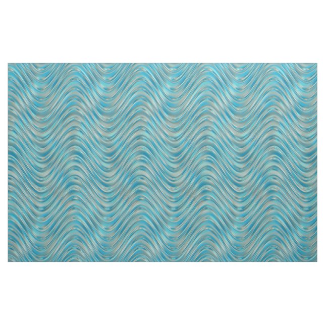 Aqua Turquoise Blue Green Faux Glass Waves Pattern Fabric (Fat Quarter)