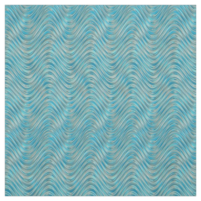 Aqua Turquoise Blue Green Ocean Sea Waves Pattern Fabric (Swatch)