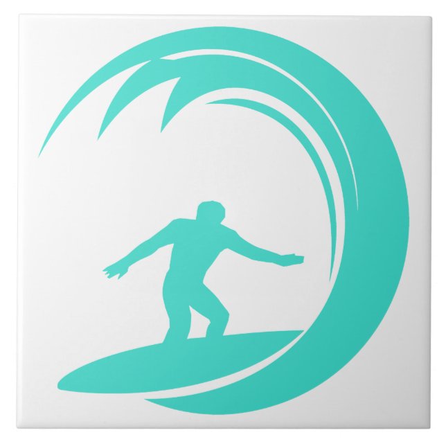 Aqua Turquoise; Blue Green Surfing Tile (Front)