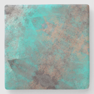 Aqua Turquoise Blue Grey Stone Coaster