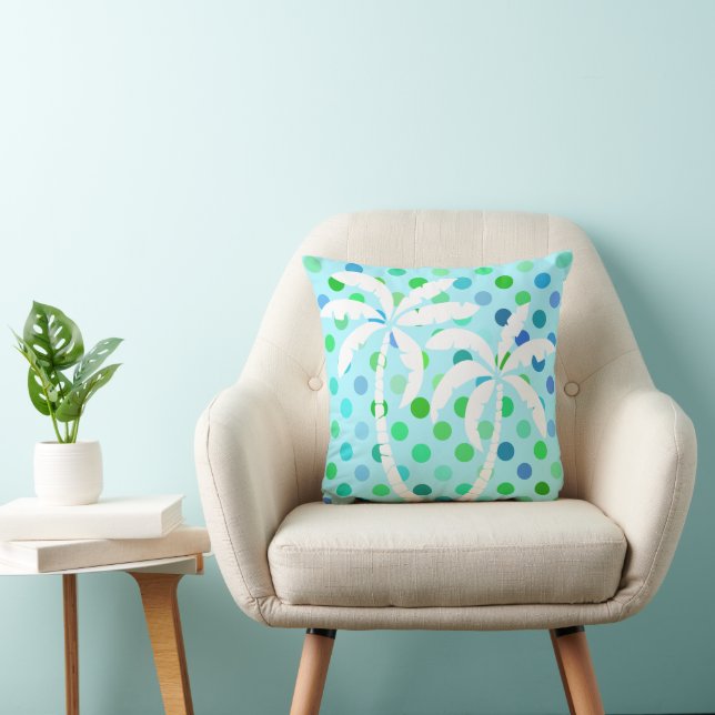 Aqua Turquoise Blue Lime Green Polkadots Pattern Cushion (Chair)