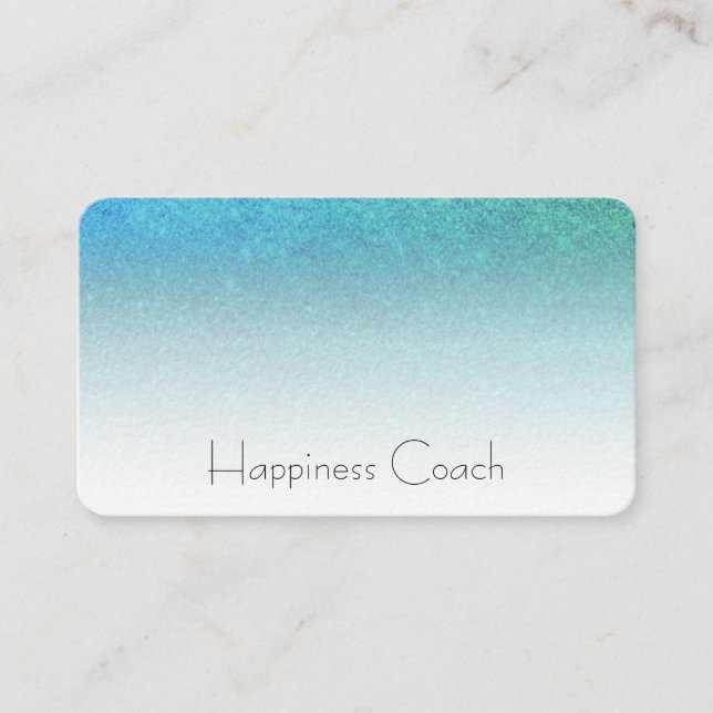 *~* AQUA TURQUOISE BLUE White Gradient Glitter Business Card (Front)