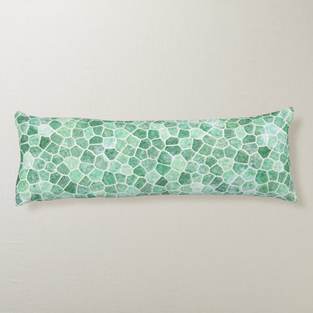 Aqua Turquoise Cobbled Patchwork Terrazo Pattern Body Cushion (Back)