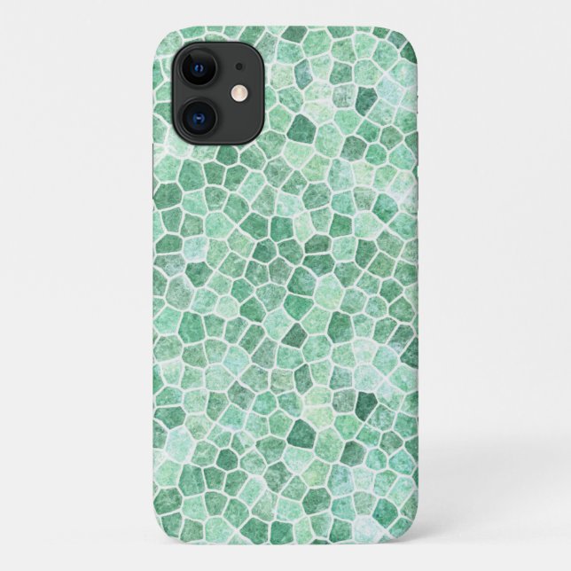 Aqua Turquoise Cobbled Patchwork Terrazo Pattern Case-Mate iPhone Case (Back)
