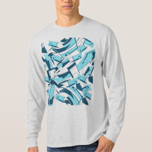 Aqua Turquoise Diagonal Scattered Pieces Abstract  T-Shirt