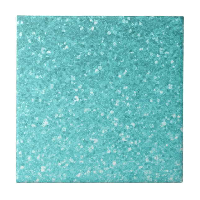 Aqua Turquoise Glitter Sparkle Wall or Floor Ceramic Tile (Front)
