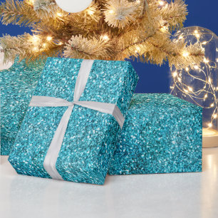 Aqua Turquoise Glitz Glitter Unicorn Sparkle Wrapping Paper