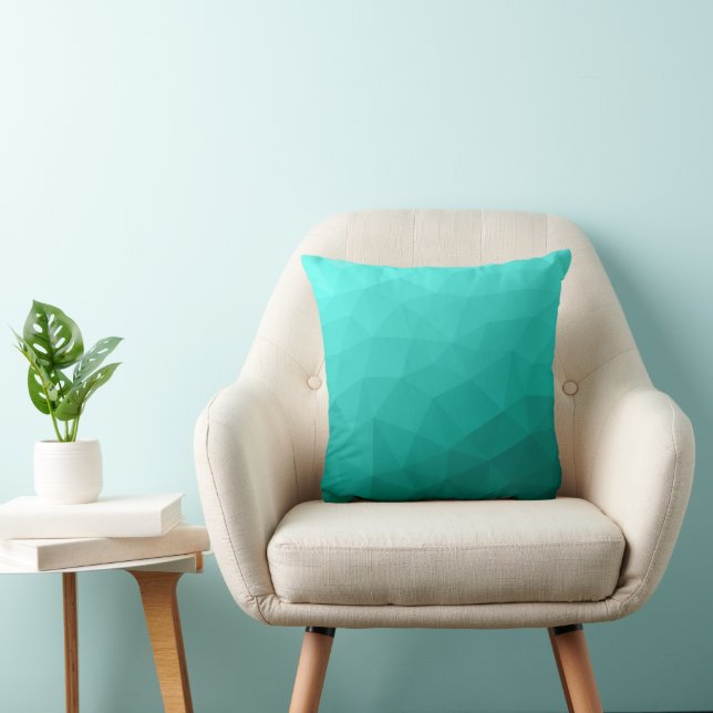 Aqua Turquoise Gradient Geometric Mesh Pattern Cushion (Chair)