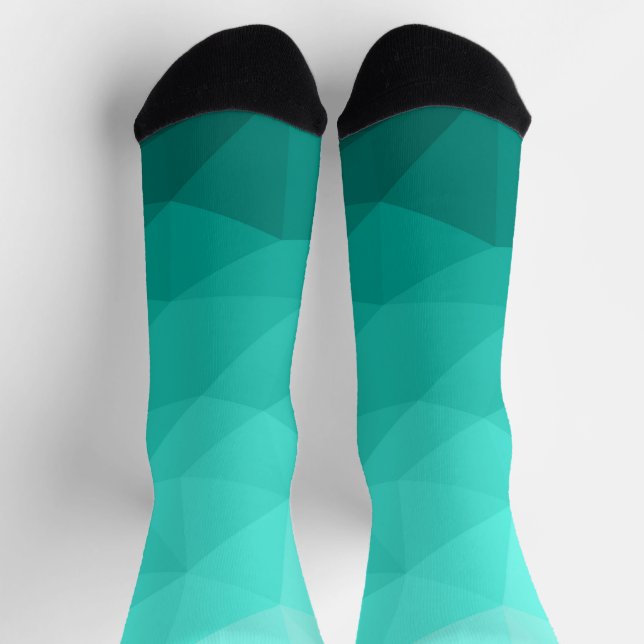 Aqua Turquoise Gradient Geometric Mesh Pattern Socks (Top)