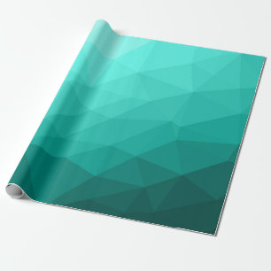 Aqua Turquoise Gradient Geometric Mesh Pattern Wrapping Paper