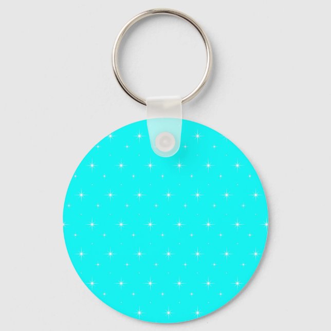 Aqua-Turquoise-Green  Shining Stars  Pattern Key Ring (Front)